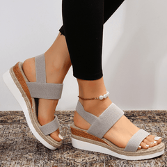 Women's Orthopedic Crossover Platform Sandals - Modern Summer Style - Grey