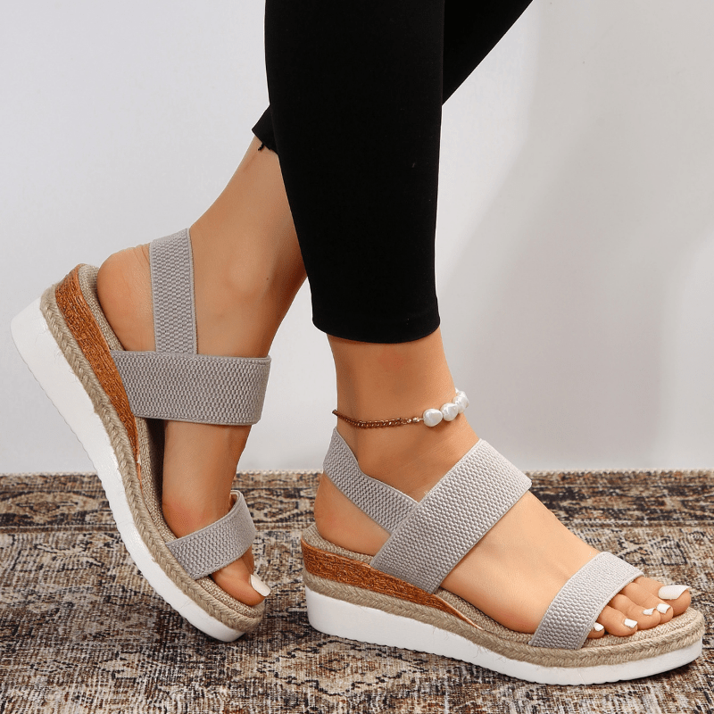 Women's Orthopedic Crossover Platform Sandals - Modern Summer Style - Grey