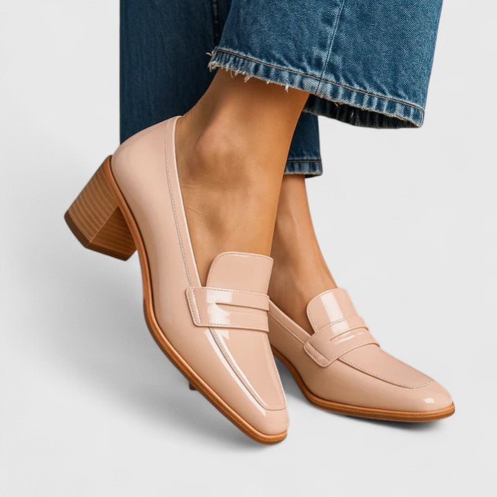 Women's Orthopedic Loafers - Block Heel Slip-On | Spring - Beige