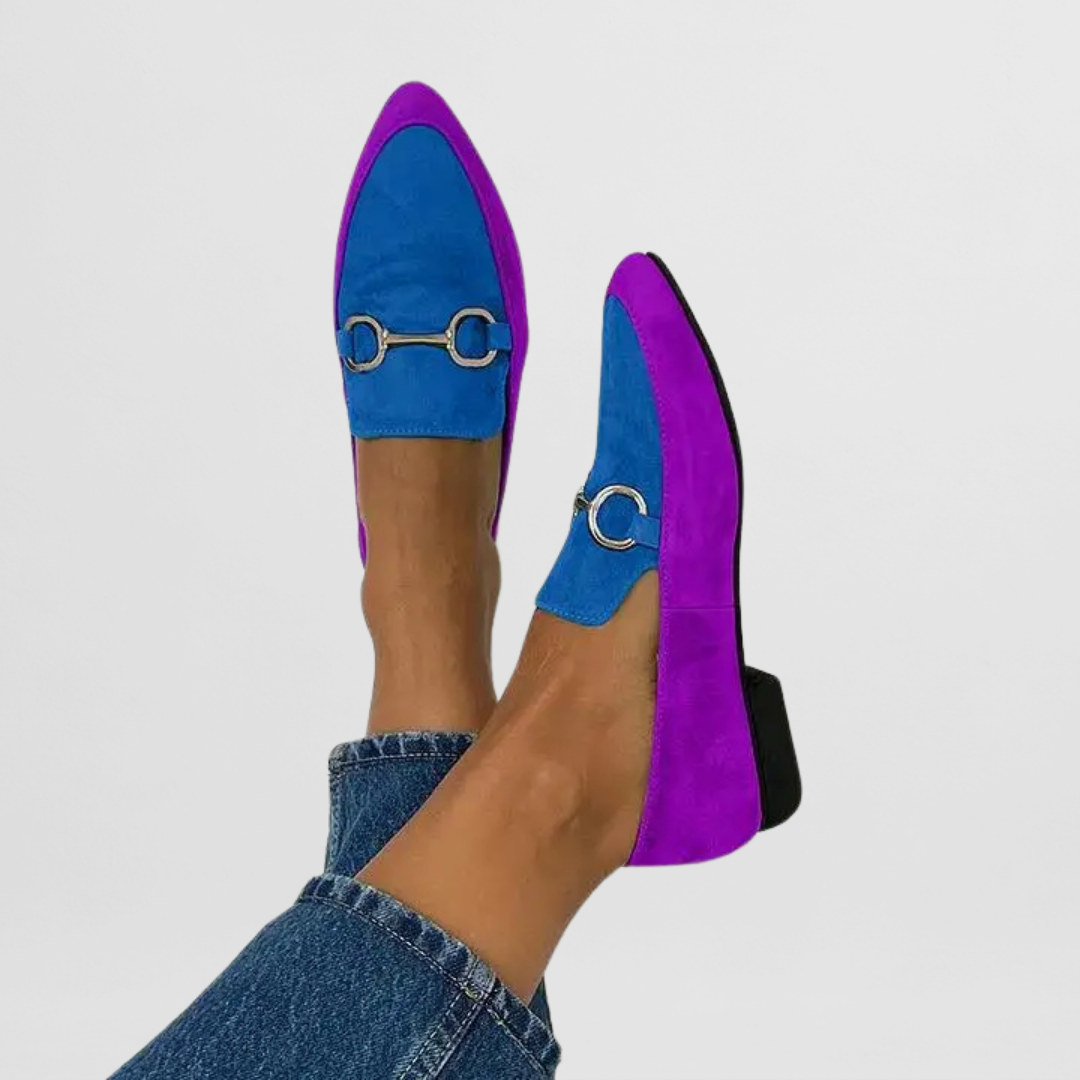 Women's Orthopedic Loafers - Colorful Boho Comfort | Autumn - Purple Blue
