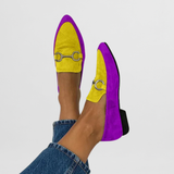 Women's Orthopedic Loafers - Colorful Boho Comfort | Autumn - Purple Yellow