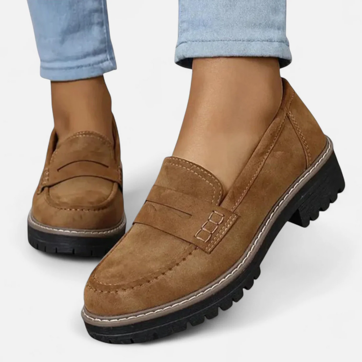 Women's Orthopedic Loafers - Slip-On Comfort Flats | Autumn - Brown