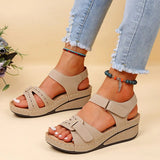 Women's Orthopedic Strappy Platform Sandals - Modern Summer Style - Beige