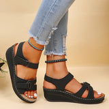 Women's Orthopedic Strappy Platform Sandals - Modern Summer Style - Black