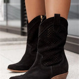 Women's Orthopedic Western Boots - Side Zip Cowboy Style | Autumn - Black