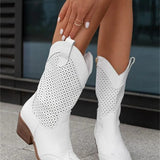 Women's Orthopedic Western Boots - Side Zip Cowboy Style | Autumn - White