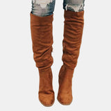 Women's Over-the-Knee Block-Heel Stretch Boots | Autumn - Brown