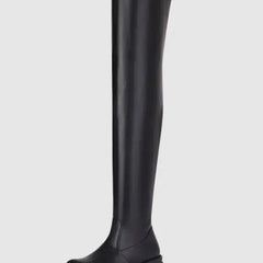 Women's Over-the-Knee Boot - Chic Black & Beige | Autumn