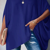 Women's Oversized Batwing-Sleeve V-Neck Tunic Top | Spring - Blue