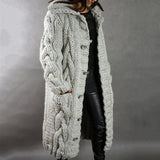 Women's Oversized Cable-Knit Hooded Coat - Cosy Elegance | Winter - Grey