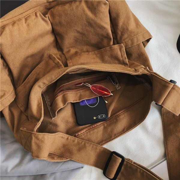 Women's Oversized Canvas Tote Bag - Structured Crossbody | Spring