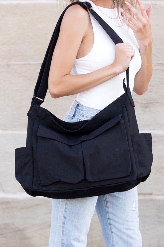 Women's Oversized Canvas Tote Bag - Structured Crossbody | Spring