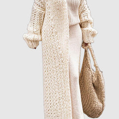 Women's Oversized Chunky Knit Longline Cardigan - Open Front | Autumn