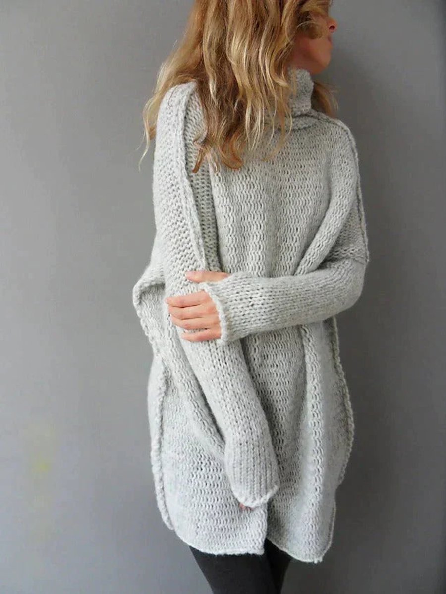Women's Oversized Chunky Knit Turtleneck Sweater - Cozy Longline