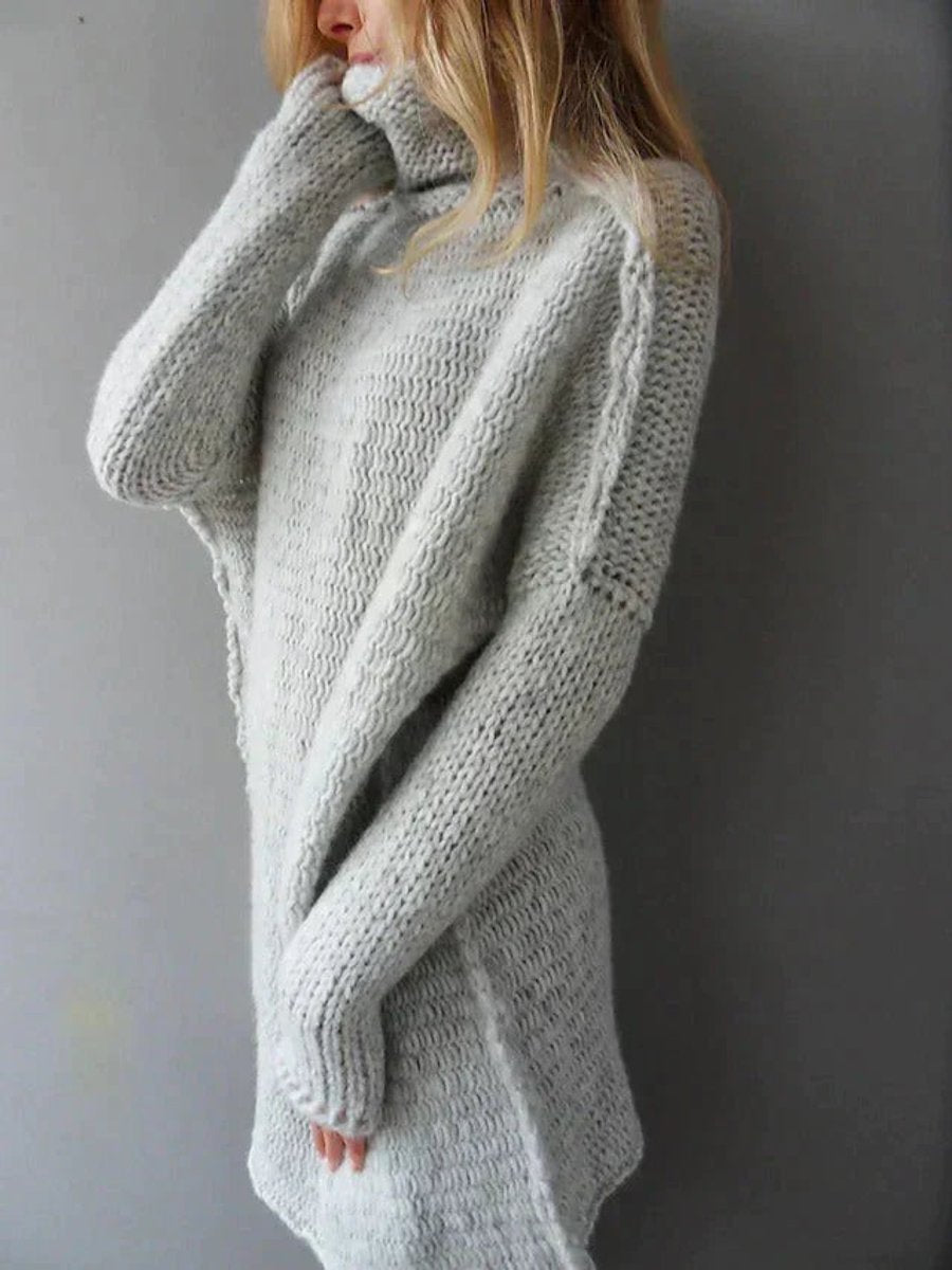 Women's Oversized Chunky Knit Turtleneck Sweater - Cozy Longline