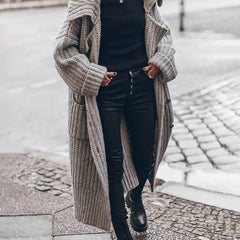 Women's Oversized Chunky Rib-Knit Longline Cardigan - Drop Shoulder