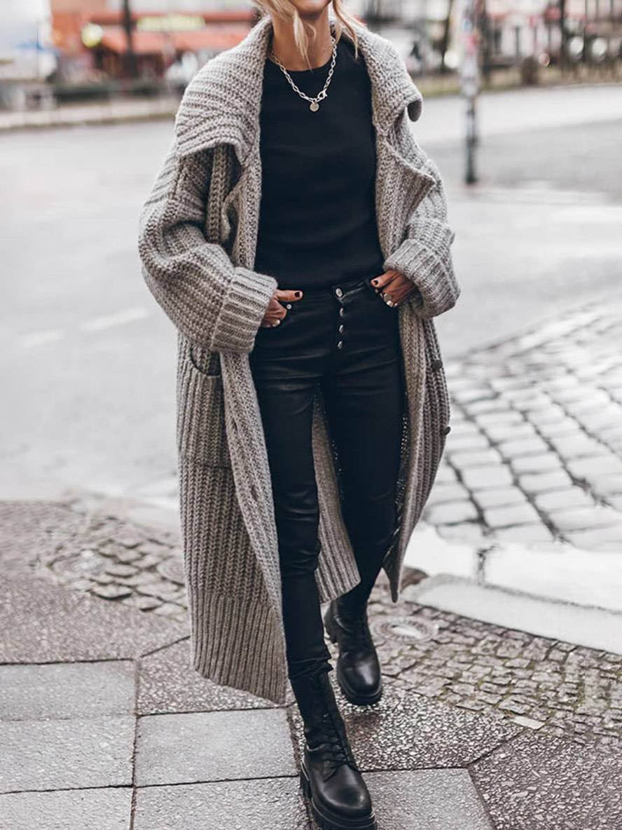Women's Oversized Chunky Rib-Knit Longline Cardigan - Drop Shoulder