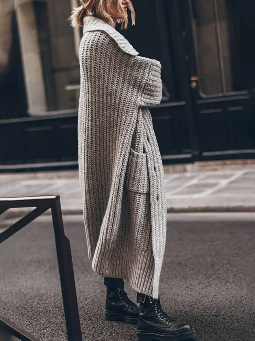 Women's Oversized Chunky Rib-Knit Longline Cardigan - Drop Shoulder