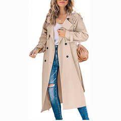 Women's Oversized Double-Breasted Belted Longline Trench Coat | Autumn