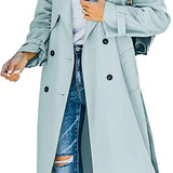 Women's Oversized Double-Breasted Belted Longline Trench Coat | Autumn - Light Green