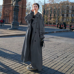 Women's Oversized Double-Breasted Maxi Trench Coat | Autumn