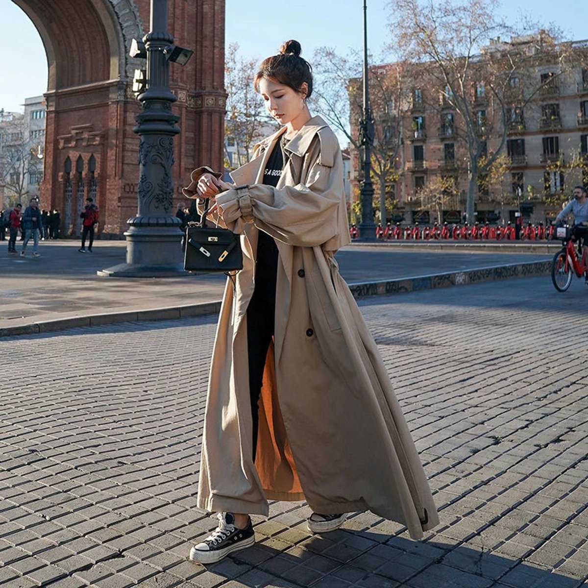 Women's Oversized Double-Breasted Maxi Trench Coat | Autumn