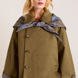 Women's Oversized Double-Breasted Trench Coat - Plaid Lined | Autumn - Brown