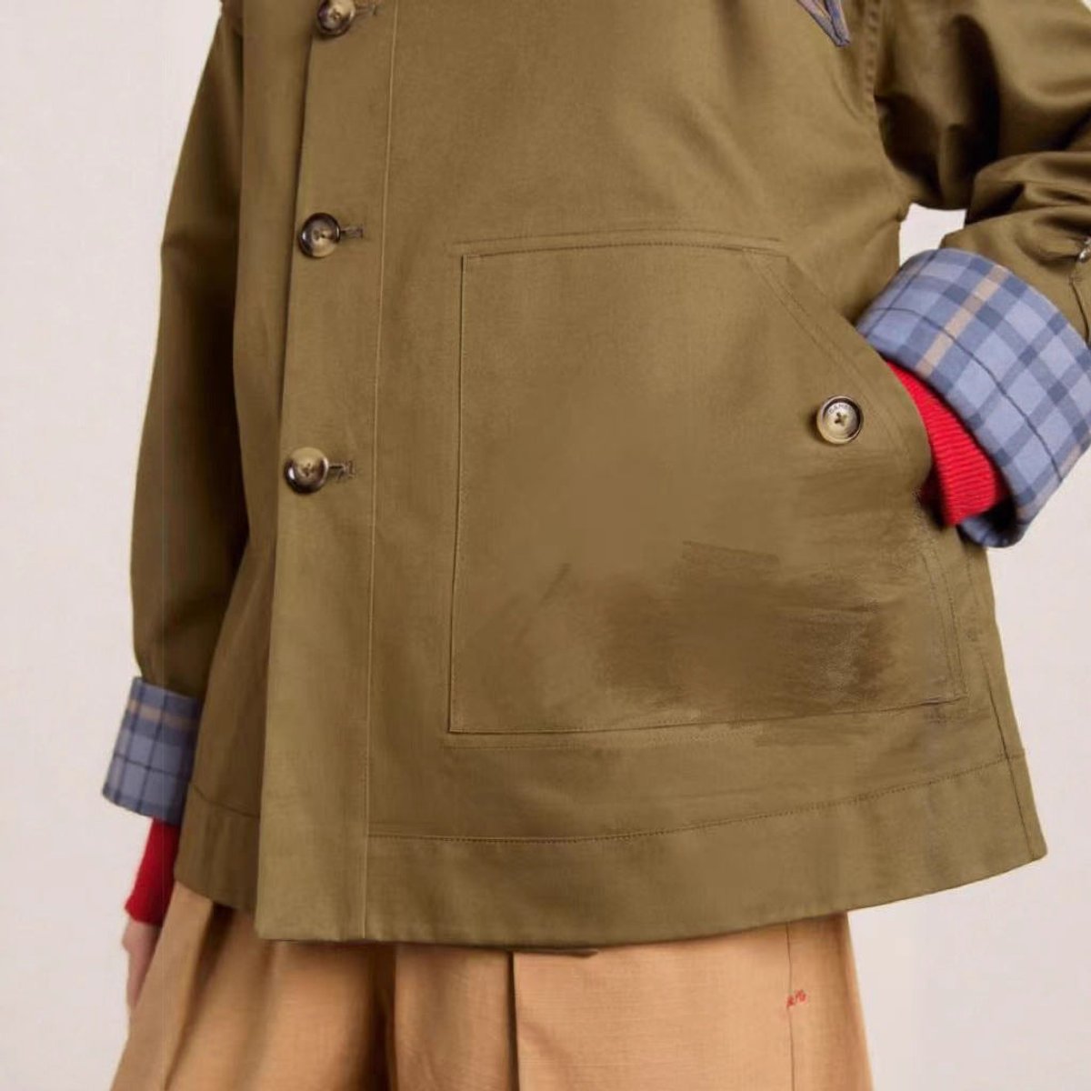 Women's Oversized Double-Breasted Trench Coat - Plaid Lined | Autumn