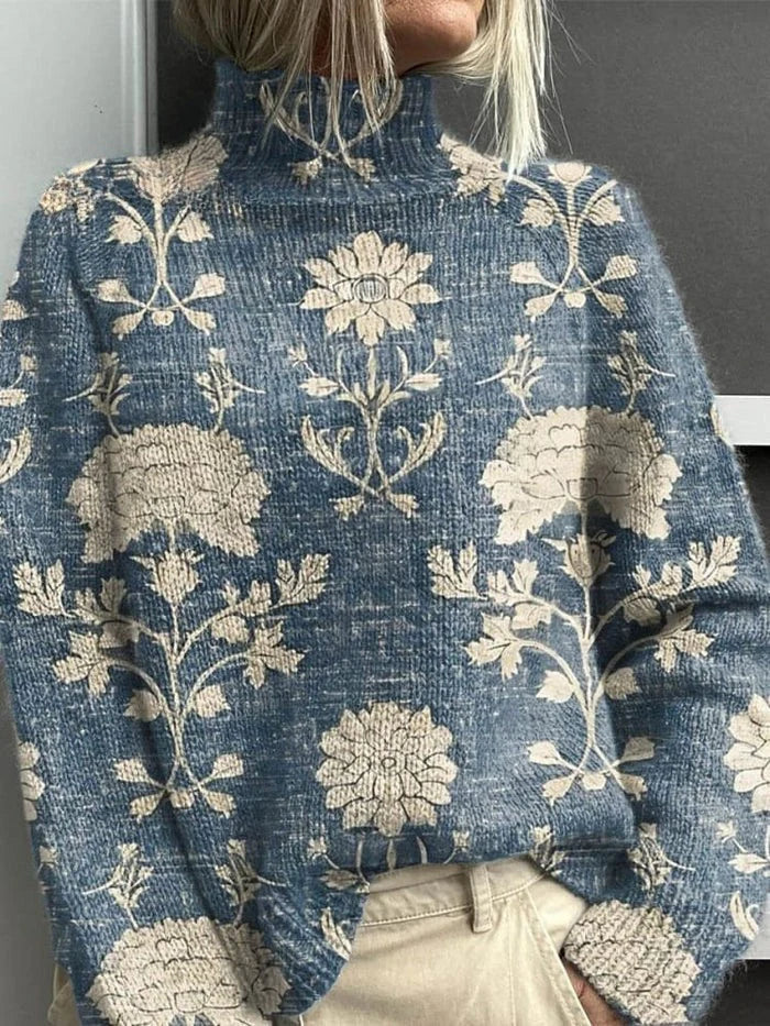 Women's Oversized Knitwear | High Neck | Winter - Light Blue