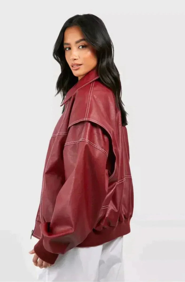Women's Oversized Quilted Bomber Jacket - Contrast Stitch | Autumn