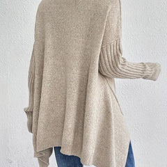 Women's Oversized Ribbed Turtleneck Sweater - High-Low Hem | Autumn
