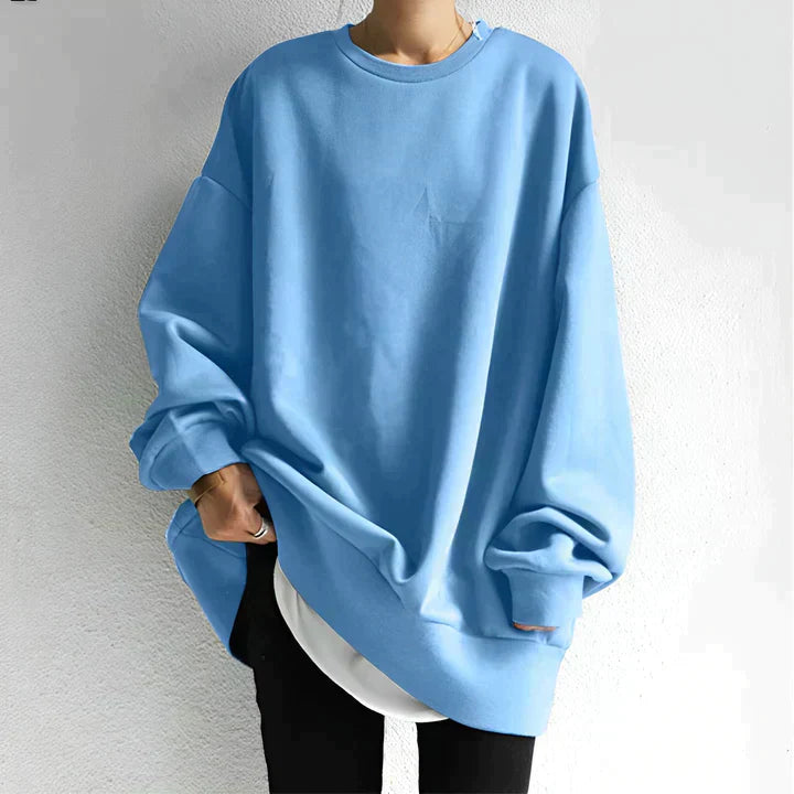 Women's Oversized Sweatshirt | Long Sleeve | Dropped Shoulder | Autumn - Light Blue