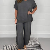 Women's Oversized Two-Piece Set - Relaxed Fit | Spring - Grey