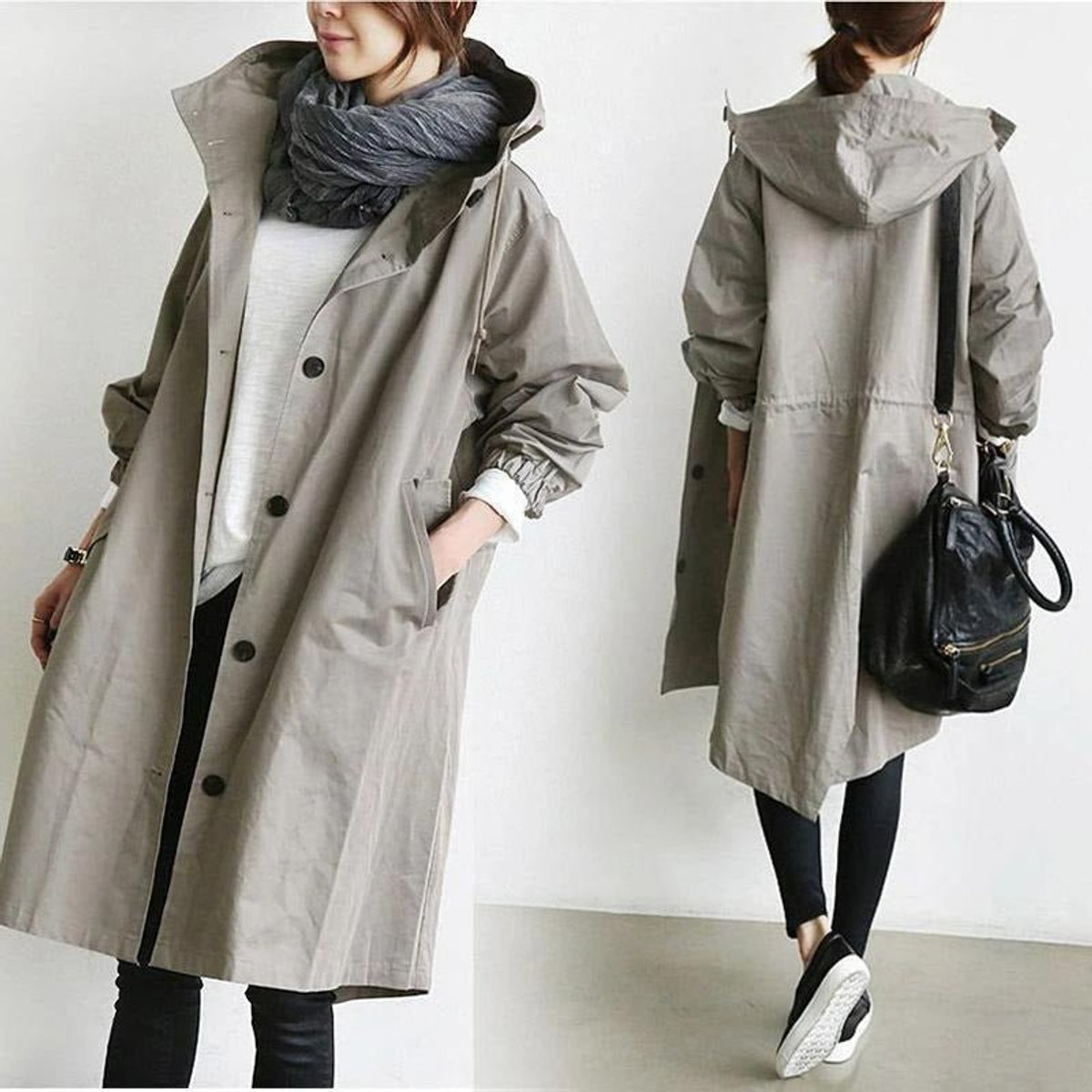 Women's Oversized Water-Resistant Trench Coat - Relaxed Fit | Autumn