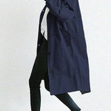 Women's Oversized Water-Resistant Trench Coat - Relaxed Fit | Autumn - Navy