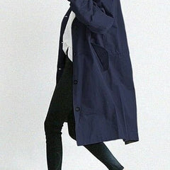 Women's Oversized Water-Resistant Trench Coat - Relaxed Fit | Autumn - Navy