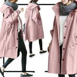 Women's Oversized Water-Resistant Trench Coat - Relaxed Fit | Autumn - Pink
