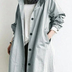 Women's Oversized Water-Resistant Trench Coat - Relaxed Fit | Autumn - Sky Blue