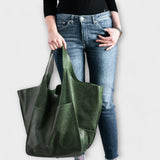 Women's Oversized Weekender Bag - Structured Travel Tote - Green