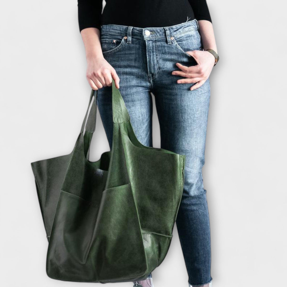 Women's Oversized Weekender Bag - Structured Travel Tote - Green
