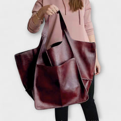 Women's Oversized Weekender Bag - Structured Travel Tote - Red