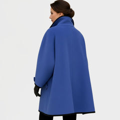 Women's Oversized Wool-Blend Swing Coat with Contrast Trim | Autumn
