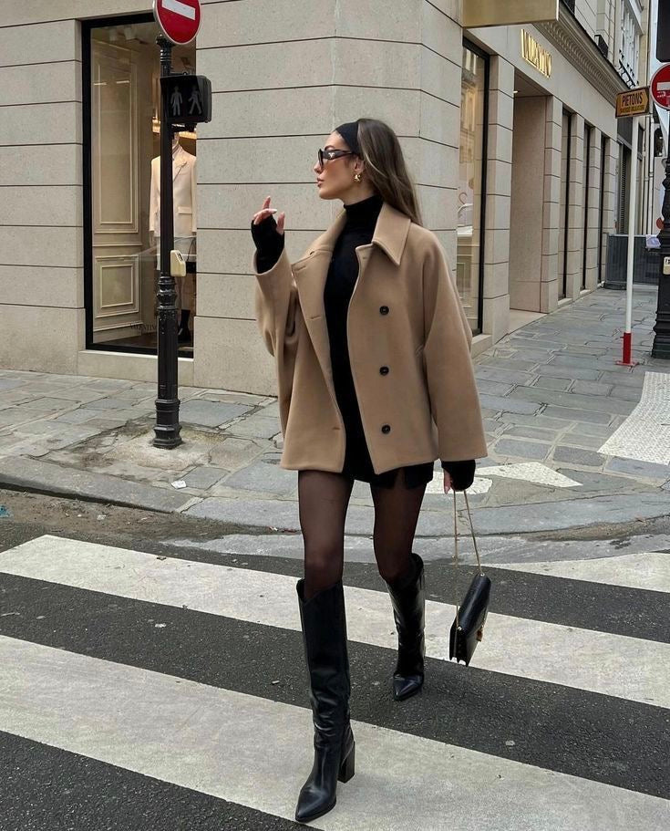 Women's Oversized Wool Coat - Khaki | Fall