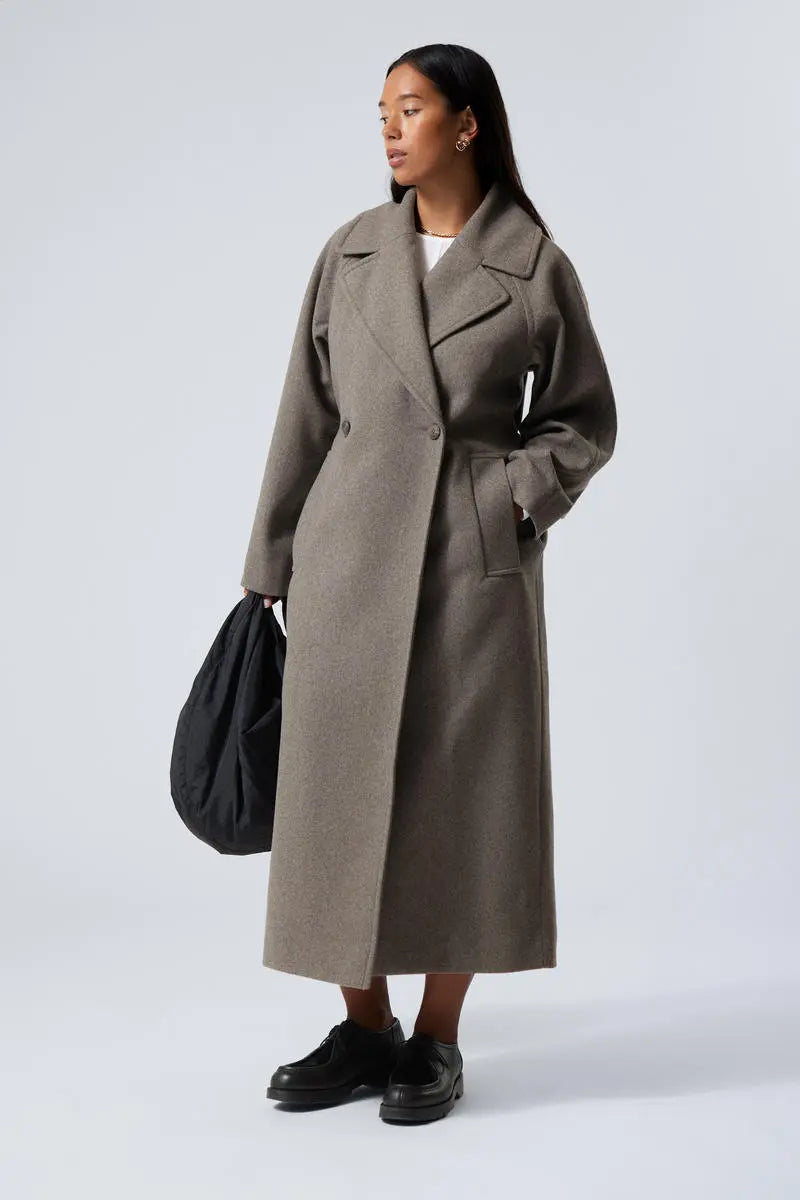 Women's Oversized Wool Coat | Long Silhouette | Casual | Winter - Gray