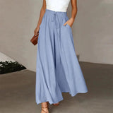 Women's Palazzo Pants | Wide Leg | Elegant Flow | Summer - Blue