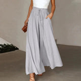 Women's Palazzo Pants | Wide Leg | Elegant Flow | Summer - Gray