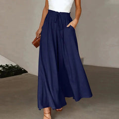 Women's Palazzo Pants | Wide Leg | Elegant Flow | Summer - Navy