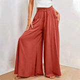 Women's Palazzo Pants | Wide Leg | Elegant Flow | Summer - Red