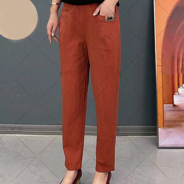 Women's Pants | High Waist | Elegant | Spring - Red