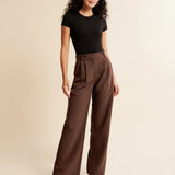Women's Pants | Wide Leg | High Waist | Autumn - Caramel